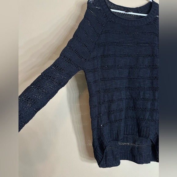 BCBGMAXAZRIA Black Sheer Knit Sweater Size M boho - Picture 2 of 4